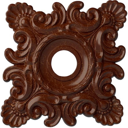 Ekena Millwork Crawley Medallion (Canopies up to 6 3/4"), 18"W x 18"H x 3 1/4"ID x 1 1/2"P, Burnished Mahogany CM18CRBMC